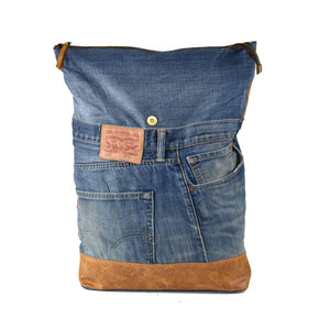 Big Jeans Denim Leather Backpack Bag