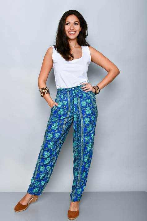 Blue-Green Summer Women's Pants