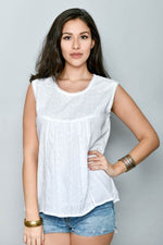 Load image into Gallery viewer, White Cotton Summer Women&#39;s Blouse Top
