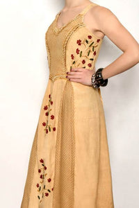 Embroidered Mustard Long Summer Dress