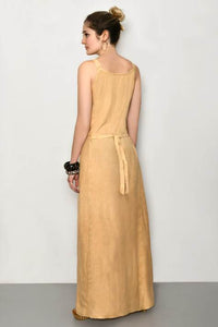 Embroidered Mustard Long Summer Dress