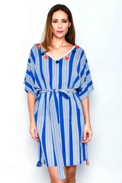 Short Blue Woman's Beach Summer Tunic Dress