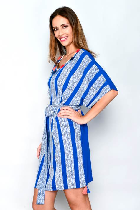 Short Blue Woman's Beach Summer Tunic Dress