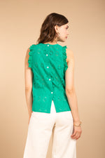 Load image into Gallery viewer, Short Sleeve Cute Green  Cotton Blouse Summer Women&#39;s Top
