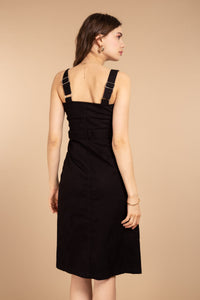 Black Front Button Dress