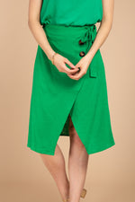 Load image into Gallery viewer, Green Summer Spring Midi Skirt Front Button
