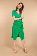 Load image into Gallery viewer, Green Summer Spring Midi Skirt Front Button
