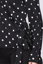 Load image into Gallery viewer, Black Polka Dots Long Sleeves Women&#39;s Top
