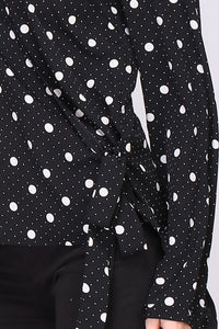 Black Polka Dots Long Sleeves Women's Top