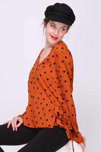 Red Polka Dot Long Sleeves Top