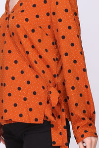 Red Polka Dot Long Sleeves Top