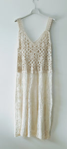 Boho Beach Crochet Nude Lace Dress