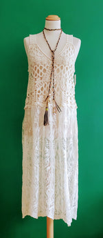 Load image into Gallery viewer, Boho Beach Crochet Nude Lace Dress
