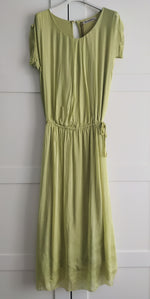 Load image into Gallery viewer, Lime Green Long Silk Dress
