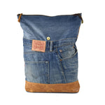 Load image into Gallery viewer, Big Jeans Denim Leather Backpack Bag
