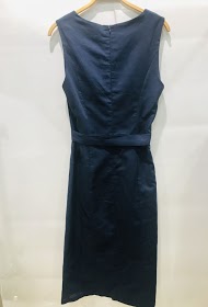 Sleeveless Button Front Dark Blue Dress